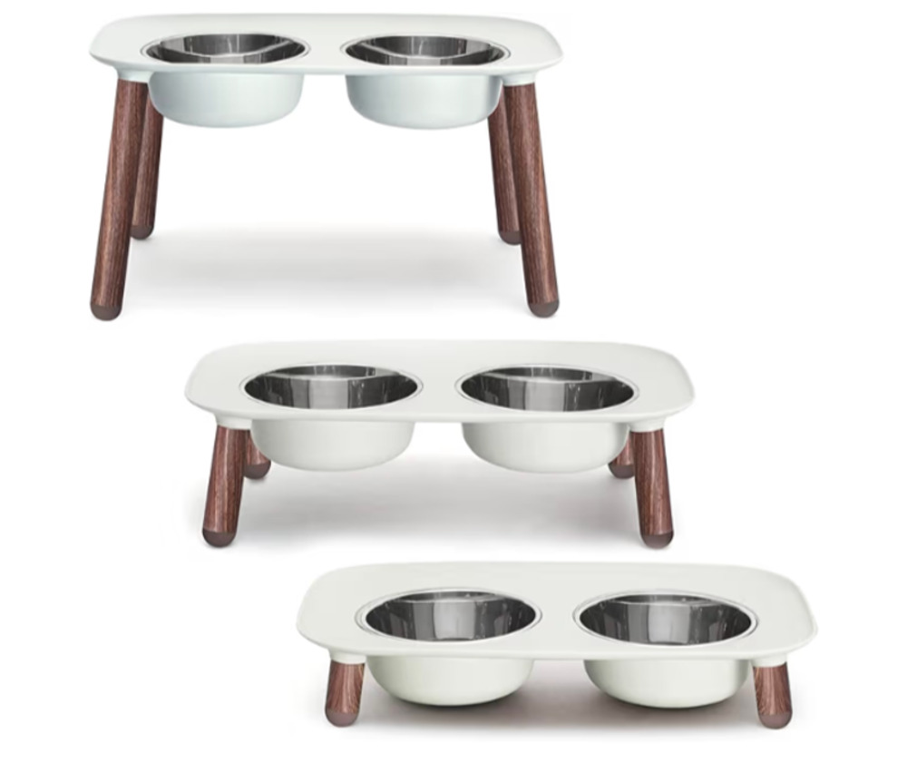 Messy Mutts Elevated Double Feeder with Stainless Bowls